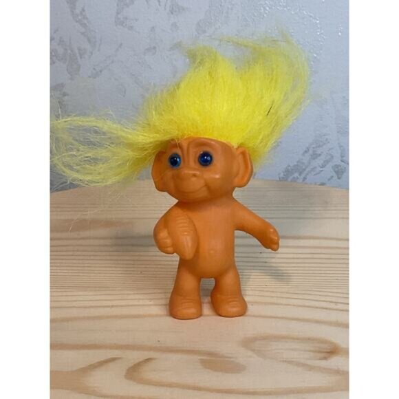 Blue Eye Yellow Hair Troll Doll Football Toy Action Figure 2.5" - Picture 1 of 3
